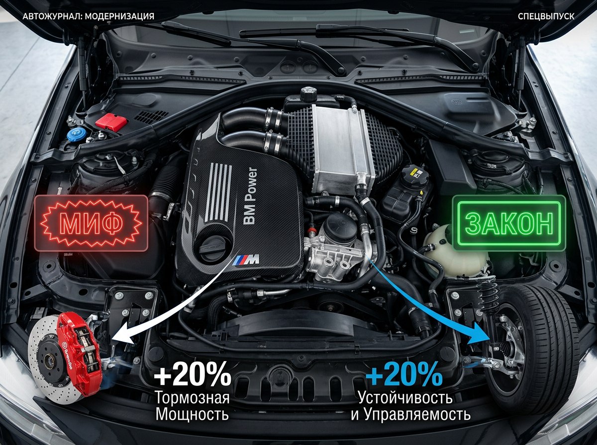 Разбираем мифы о допустимом превышении мощности, влиянии массы двигателя на тормозную систему и реальные требования закона при свапе